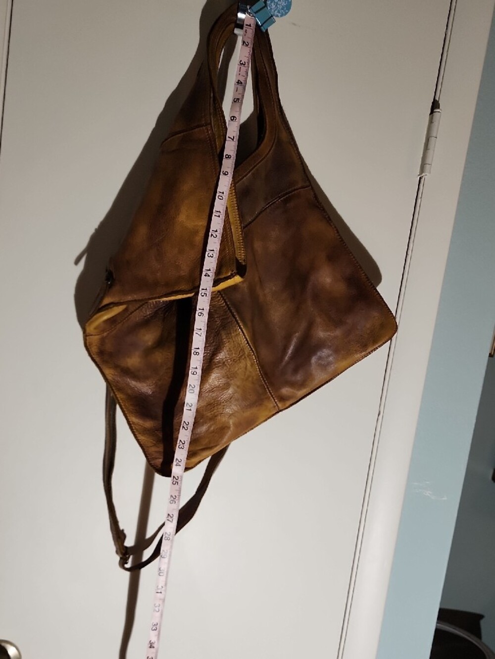 Bayside Women's Italian Brown Leather Shoulder Bag – Distressed Brown Crossbody - Picture 10 of 12